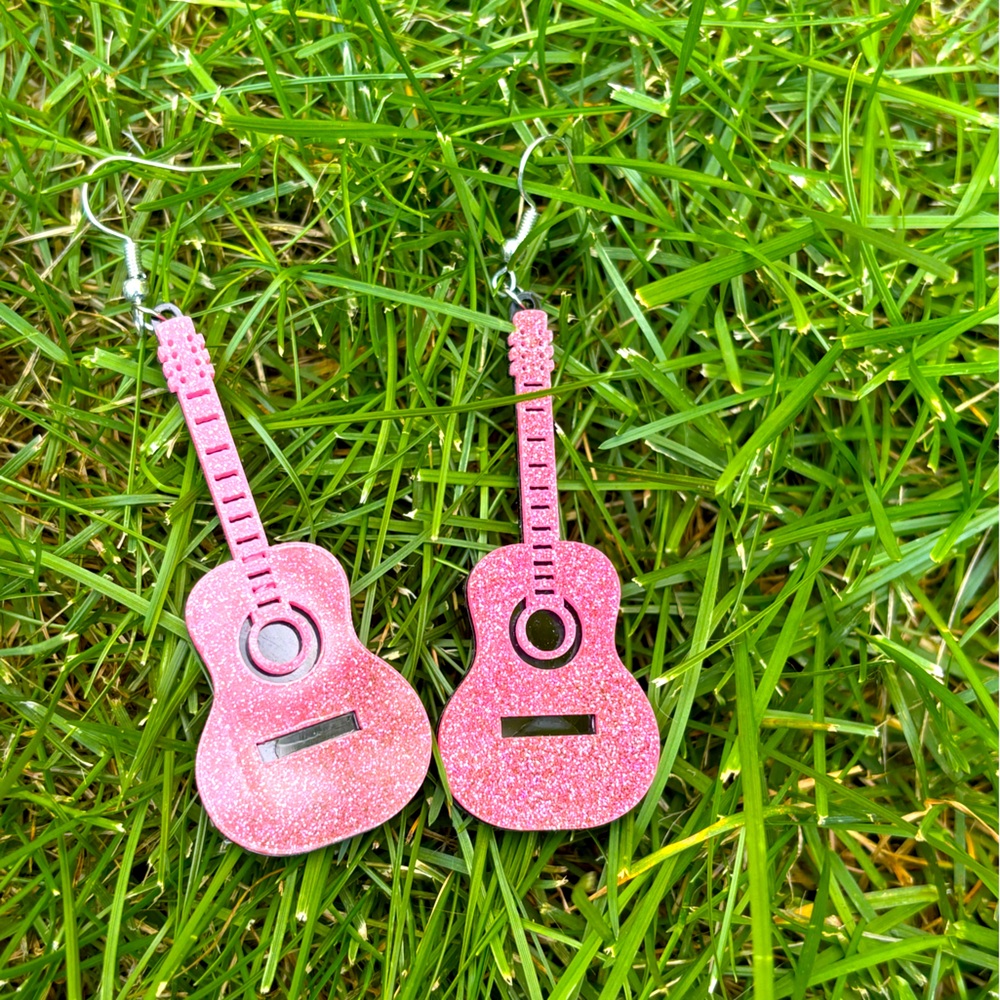Sparkle Guitar Earrings